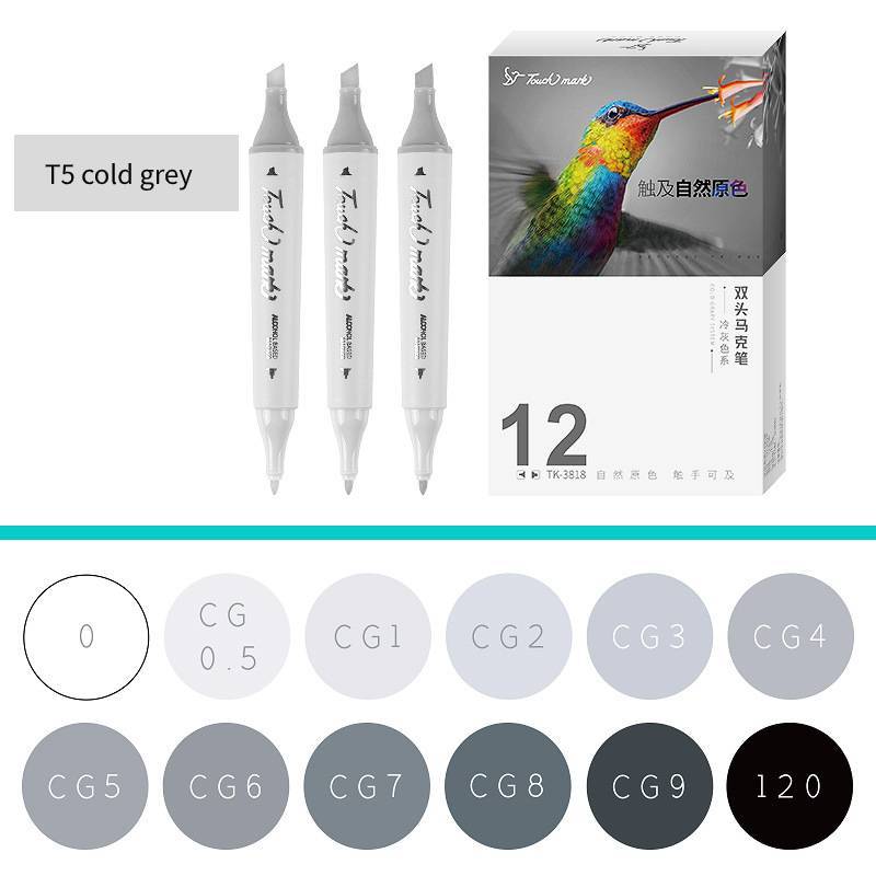 Touch mark grey marker pen set
