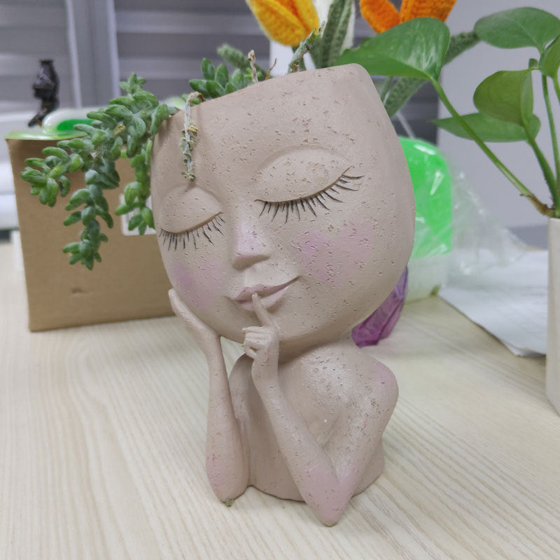 Green Plant Resin Flowerpot