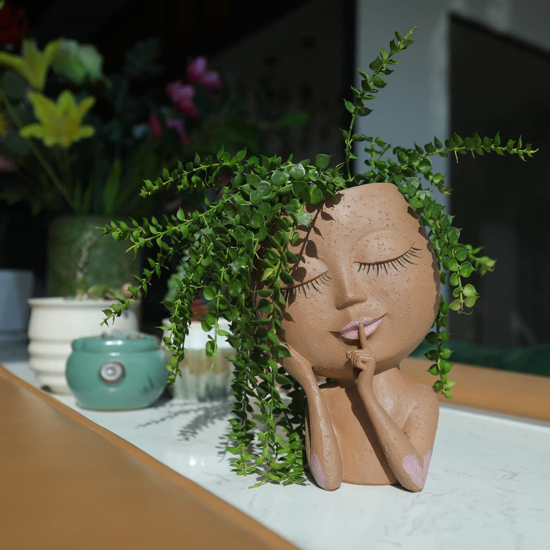 Green Plant Resin Flowerpot