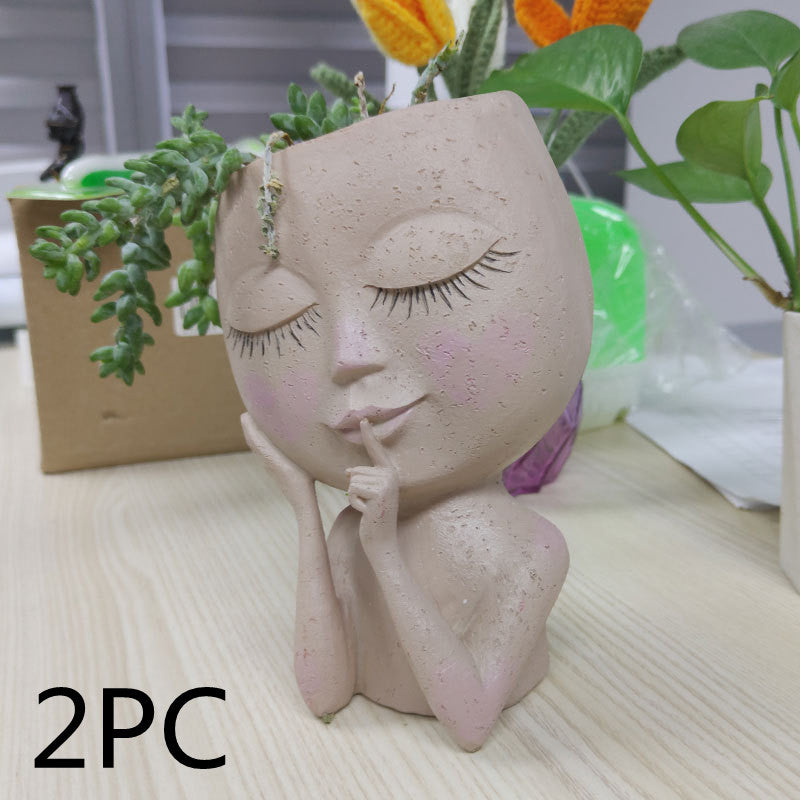 Green Plant Resin Flowerpot